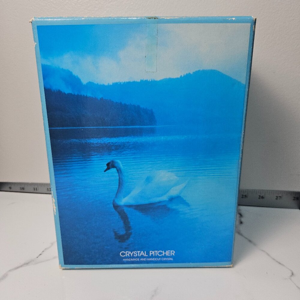 Vintage Colony Handmade and Handcut Crystal Etched Swan Pitcher 44oz